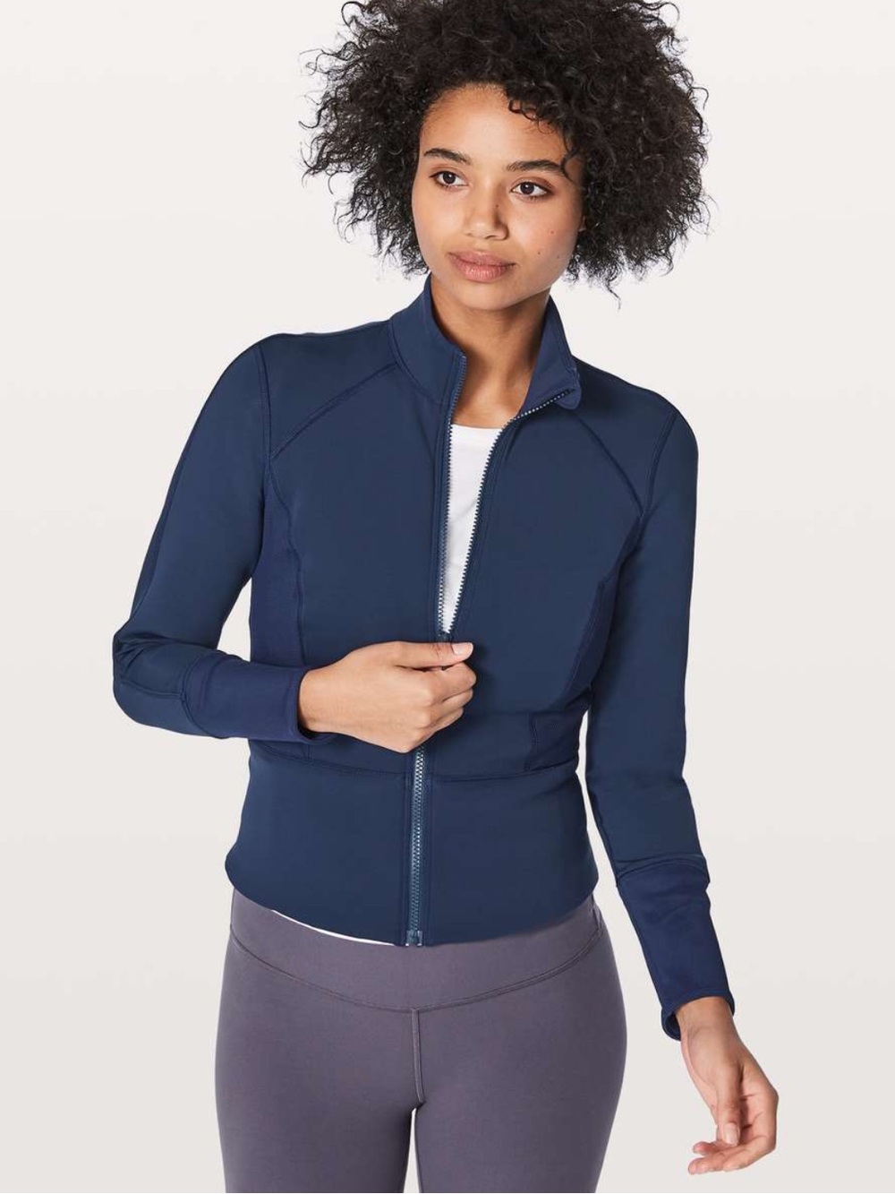 lululemon athletica Front & Centre Hero Blue Zip-Up athletic 8 collar Jacket